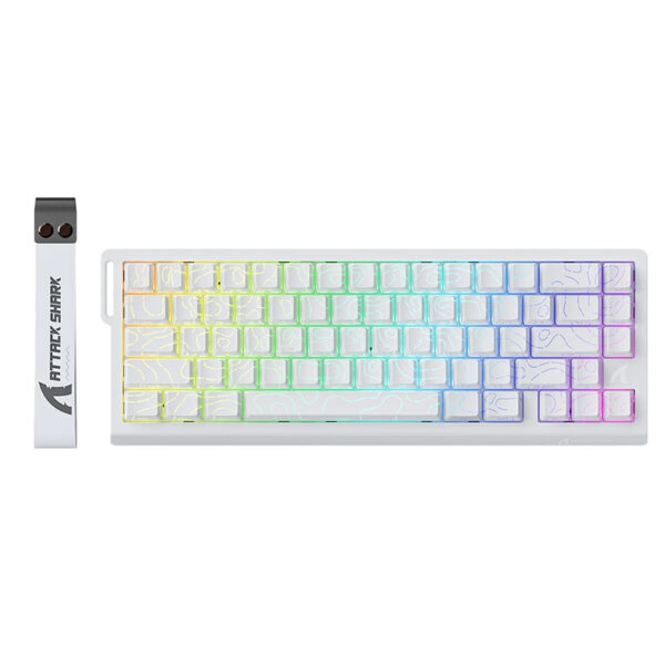 Clavier gamer compact blanc Attack Shark X68 HE 60 % avec rétroéclairage RGB