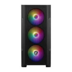 Vue arrière du boîtier MSI MAG FORGE M100A RGB montrant la structure et les ouvertures d’aération
